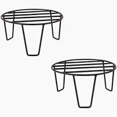 Black Color Strong Legs Metal Round Stands For Plant Pot Pack Of 2
