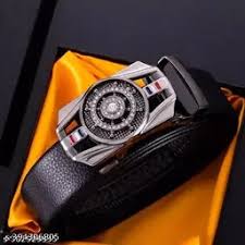 Black Color Leather Rotater Design Mens Belt