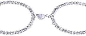 Silver Colour Heart Shape Couple Bracelete Set Of 2