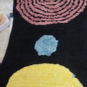 Blackcolour Yellow And Red Pirnt Floor Mat