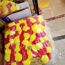 Artificial Marigold Flower Garlands Flowers For Home Decoretion Ladi Pack Of 15