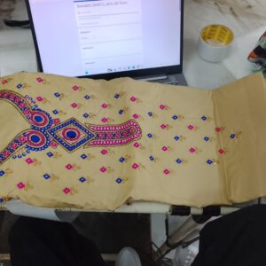 Women Unstich Suit Cream Colour And Pink Colour