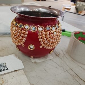 Decorative Metal Handmade Lota For Pooja Red Colour