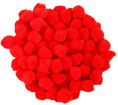 Ed Cotton Handcrafted Pom Pom Balls Arts For Creative Decorations Red Aprox 30Pc