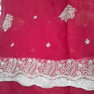Womens Embroidered Saree Magenta Colour