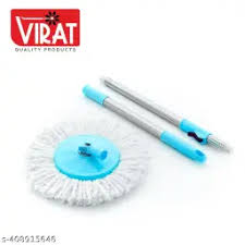 Flat Mop For Easy Floor Cleaning With 360 Degree Rotating Head Sky White