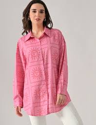 Anny Printed Tunic Shirt Color Pink Size L