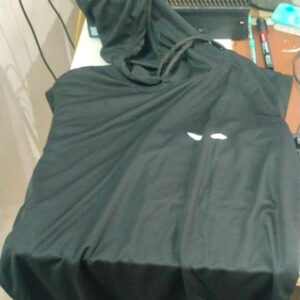 Men Black Colour Cut Sleeve T Shirt With Cap Size L