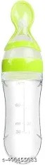 Transparent And Green Color Silicone Baby Milk Feeding Bottle