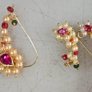 Maharashtrian Nath 3 Pcs Nose Pin Gold Colour
