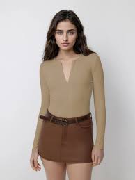 Kotty Casual Solid Women Brown Top Size S