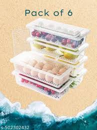 Plastic Storage Boxes Fridge Organizers Box For Kitchen 6Pcs
