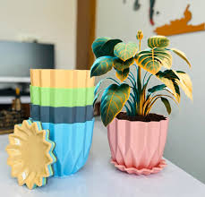 Crystal Flower Pots With Tray Home Decoration 5 Pcs Multicolour