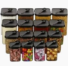 Plastic 16 Pcs Storage Container And Jar For Kitchen