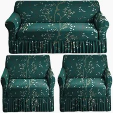 Sofa Cover 5 Seater Fully Covered Universal Polycotton Green Colour Printed