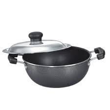 Black Non Stick Kadai With Steel Lid 3 Litre