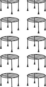 Iron Silaa Pack Of 10 Plant Stand Black Colour