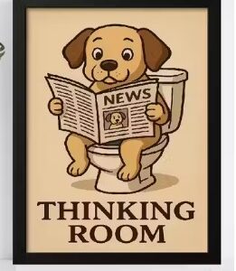 Funny Dog Wall Frame Thinking Room Poster 10 X 13 Inch