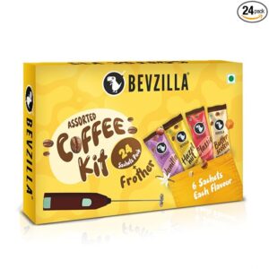 Bevzilla 24 Coffee Sachets Frother 24 X 2 Gram Sachets 6 Pouches Each Flavour