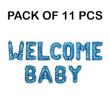 Abhinandan Decors Polka Dot Welcome Baby Foil Balloon Letters 11 Pcs