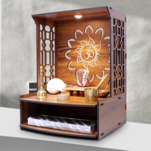 Wooden Pooja Stand Home Pooja Mandir Home Temple Home Office Puja Mandir Home Wall Mounted Led Spot Light