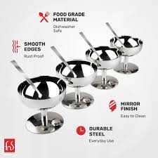 Fns Delight Stainless Steel Ice Cream Cup Set Of 4