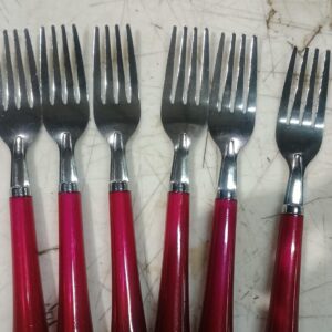 Glitter Plastic Handle Pink Stainless Steel Dinner Fork Fruit Fork Set Pack Of 6