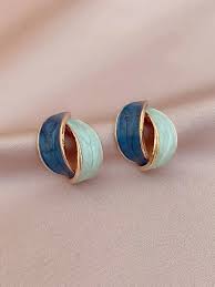 Korean Earrings For Girls Colour Green Blue