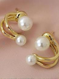 Gold Plated Pearl Drop Earrings For Women And Girls