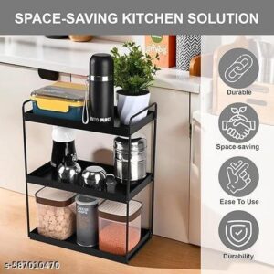 Containers Kitchen Rack Iron 3 Tier Multi Storage Black