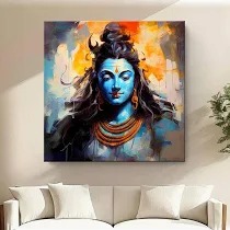 Shiva Canvas Painting Art Multicolour Size 3X3 Feet