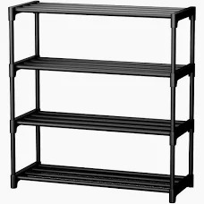4 Layer Black Plastic Shoe Rack