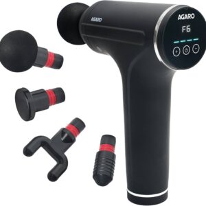 Agaro Primo Gun Massager 4 Heads 6 Speed Rechargeable 25W