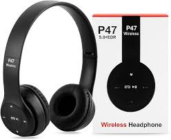 P47 Wireless Headphones Black Colour