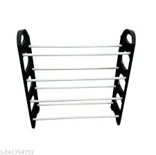 4 Layer White Black Shoe Rack