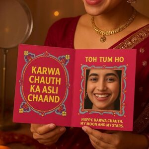 Karwa Chauth Greeting Card With Mirror Karwa Chauth Ka Asli Chaand