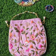 Embroidered 10X9 Sequin Bag With Round Handle