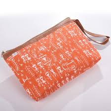 Heart Home Toiletry Pouch Warli Print Travel Orange Color Size S