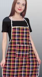 Cotton Home Use Apron Large Red Multicolor