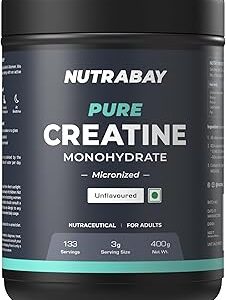 Nutrabay Pure Micronized Creatine Monohydrate Powder 3000 Mg Muscle Mass Strength Power 400G