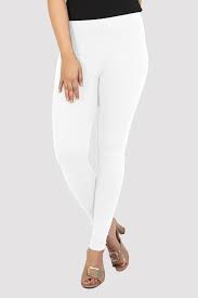 White Cotton Leggings For Women Size S