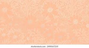 Peach Color Floral Design Wallpaper 8Mtr