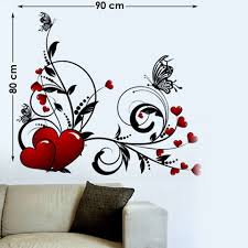 Hearts With Floral Design Wall Sticker 12Pcs