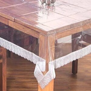 White Pvc Table Cover With Silver Lace 40X60 Inch