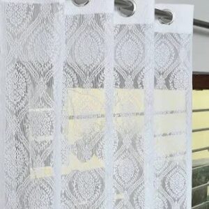 White Colour Net Curtains 7 Feet Pack Of 2