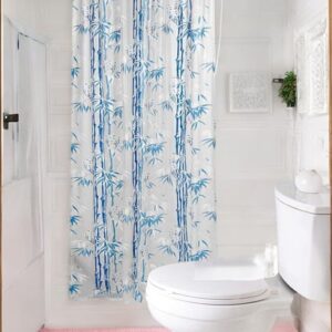 Shower Curtain For Rooms And Bathroom Size 7 Ft Waterproof Blue And White
