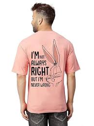 Kushi Flyer Mens Back Printed Round Neck Half Sleeve T Shirt Peach Size Xxl