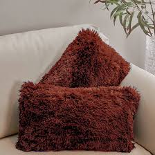 Fur Pillow Cushion Cover Pack Of Pair Colour Coffee