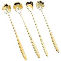 Golden Spoon Set Coffee Spoon Dessert Stainless Steel Gold Flower Bag 18Cm 4Pcs Gold 4 Coffee Spoon