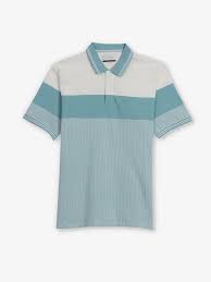 Octave Men Colourblocked Sky Blue Polo Collar T Shirt Size 4Xl